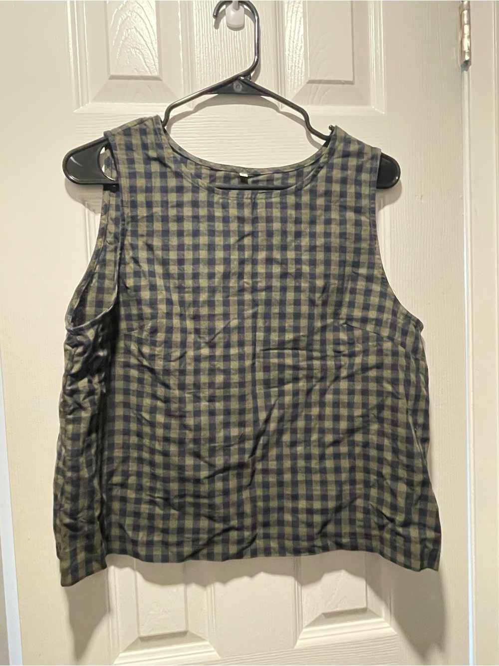 Green & Black Gingham Sleeveless Top Size M